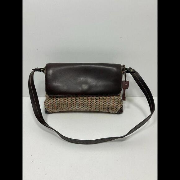 Fossil Handbags - Fossil Woven And Leather Crossbody 75082 With Leather Key